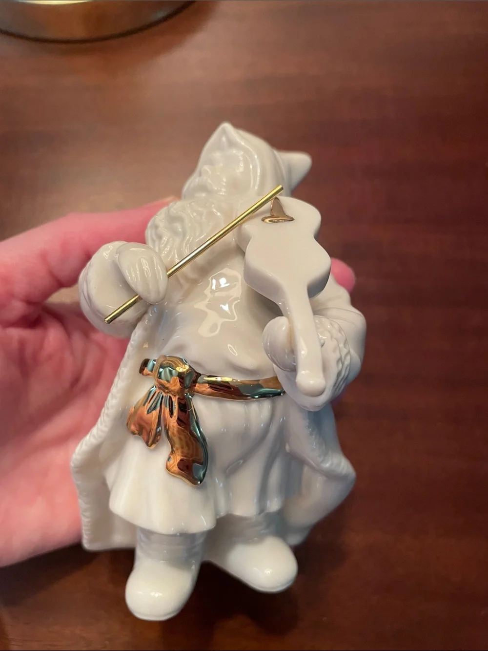 Lenox Glossy Cream Santa Figurine with Gold accents - Santa playing Violin | EUC